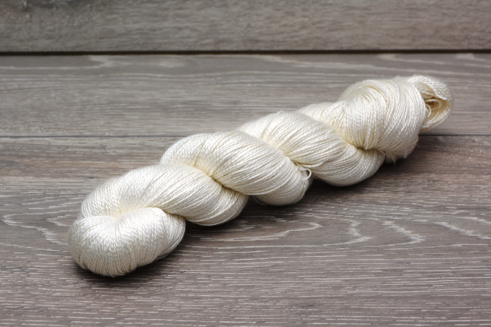 100% mulberry silk undyed yarn, sock weight yarn, 100g skein